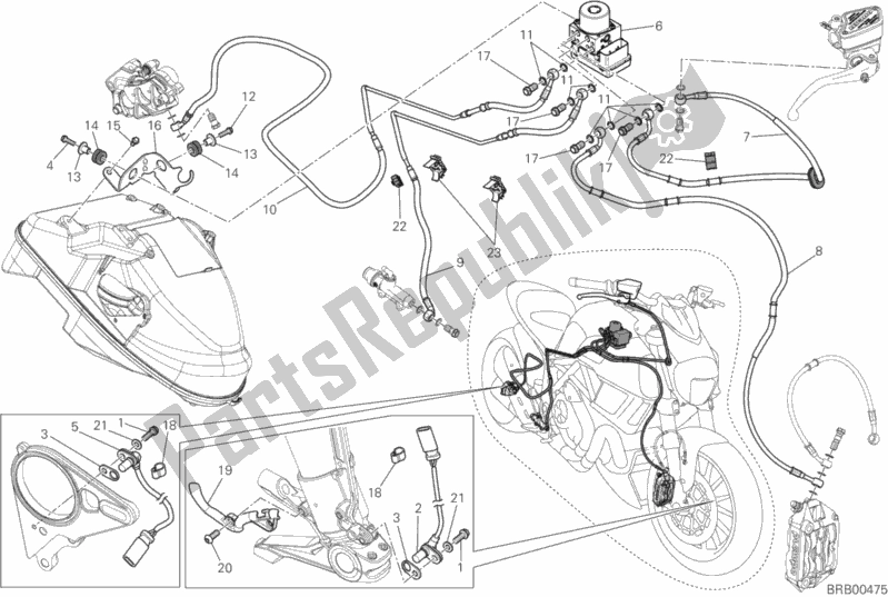 Todas as partes de Abs Do Sistema De Travagem do Ducati Diavel Diesel 1200 2017